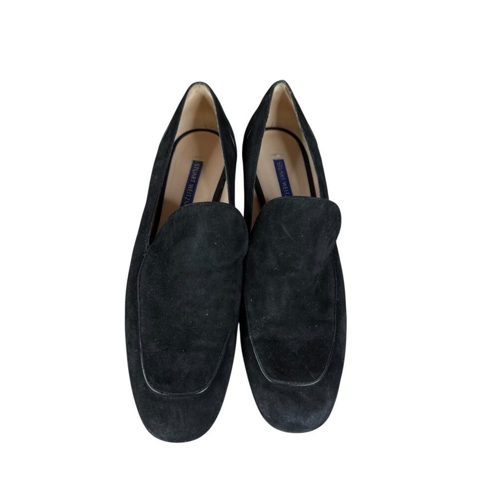 Stuart Weitzman Carmella Black Suede Block Heel Shoes Size 7 - Picture 5 of 9